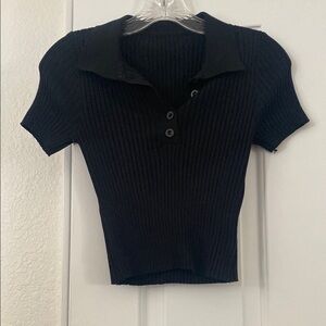 Source Unknown Black Ribbed Button Down Shirt